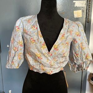 REFORMATION Crop Floral Blouse in Size Small